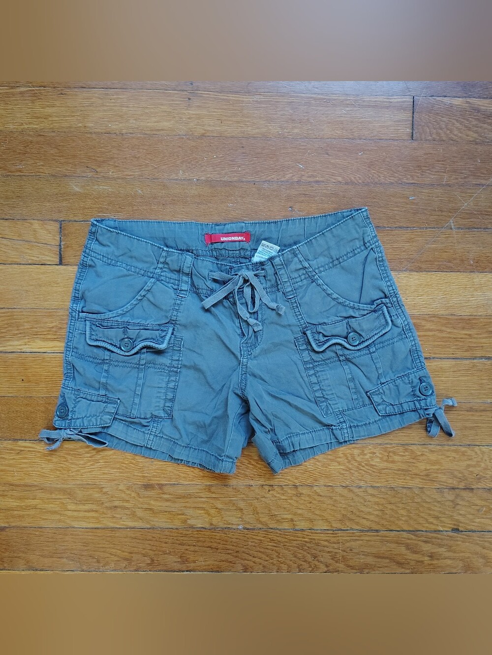 Unionbay Y2K Vintage Juniors Sz 3 Small Charcoal Gray Cargo Shorts Low Rise